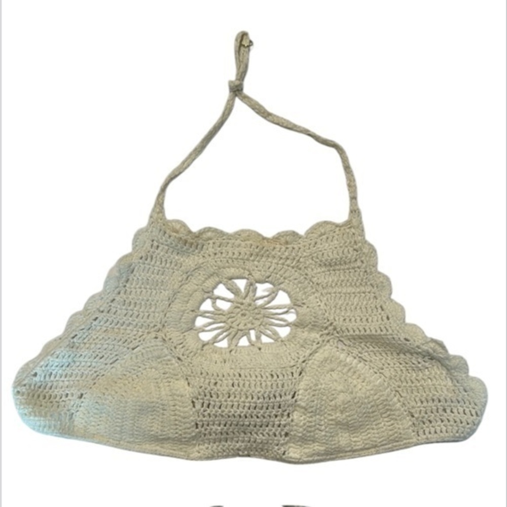 Some Days Lovin- cream crochet bikini swim top size large